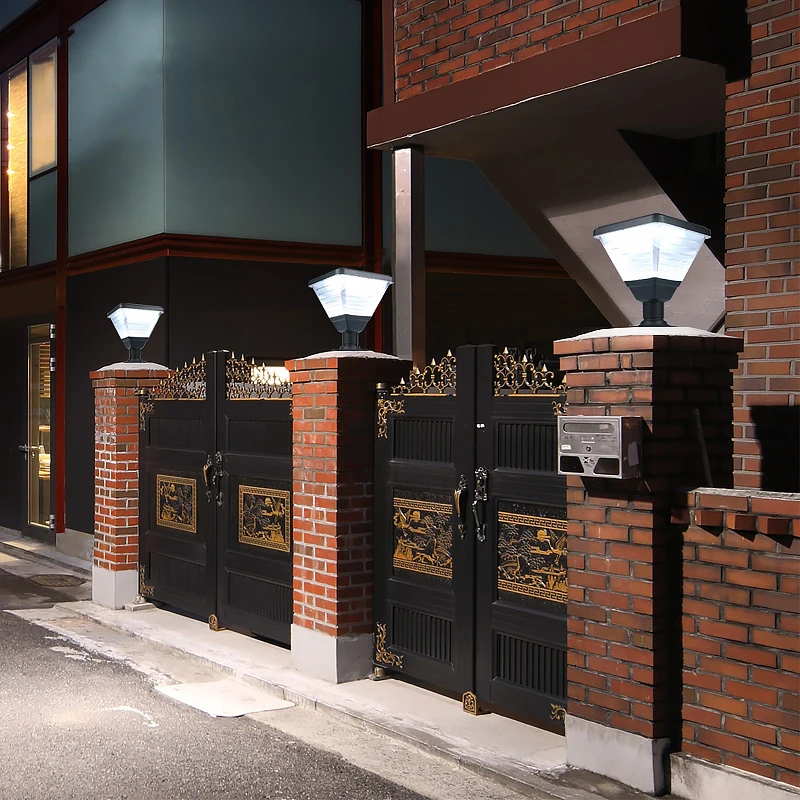 Garden Outdoor Landscape IP65 Modern Decorative Solar Bollard Sidewalk Lights Aluminum Sun Powered Solar LED Garden Pillar Light