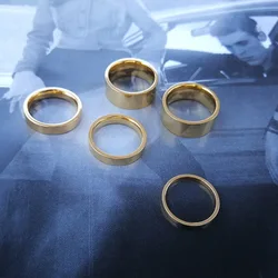 Несколько размеров 18K позолоченные простые полированные кольца из нержавеющей стали гладкие на