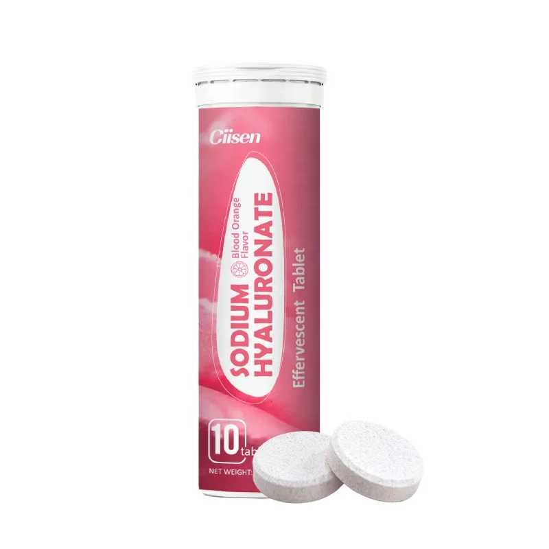 Food Grade Hyaluronic Acid Supplements sodium hyaluronate Effervescent Tablets For Skin Whitening Blood orange flavor