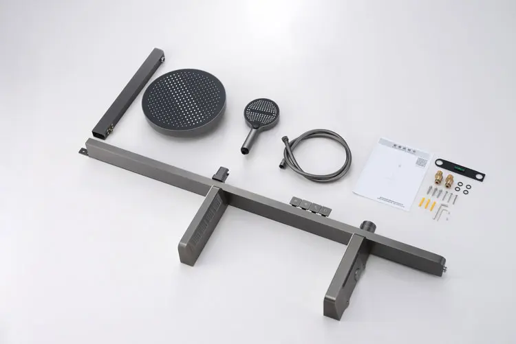 Wall Mounted Double Layer Platform Water Temperature Display Showers Mixer Concealed Faucet Bathroom Shower Brass System Set