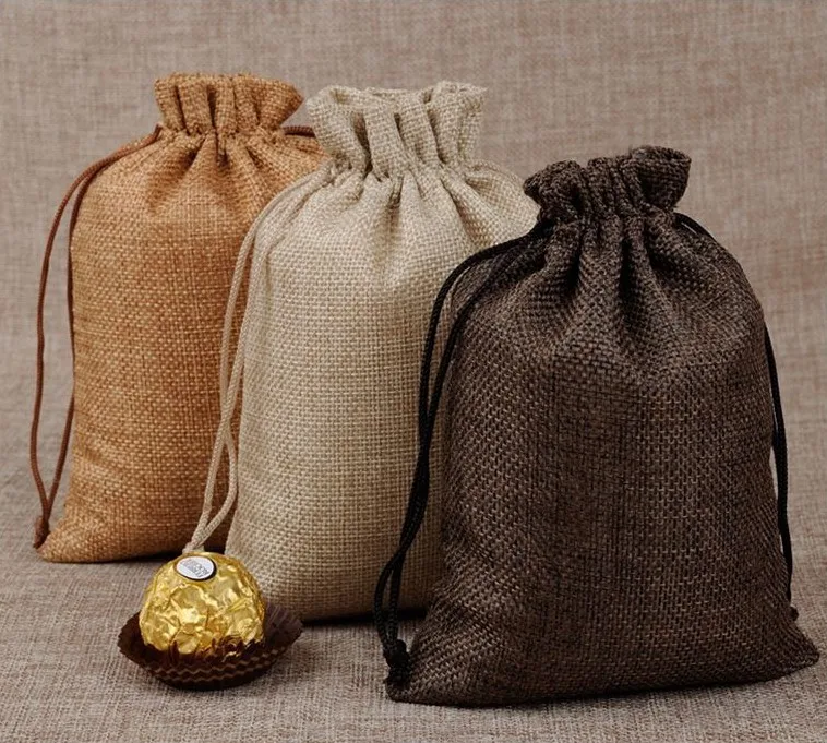 linen bundle pocket dustproof jewelry packaging cotton linen storage bag drawstring Christmas linen bag in stock