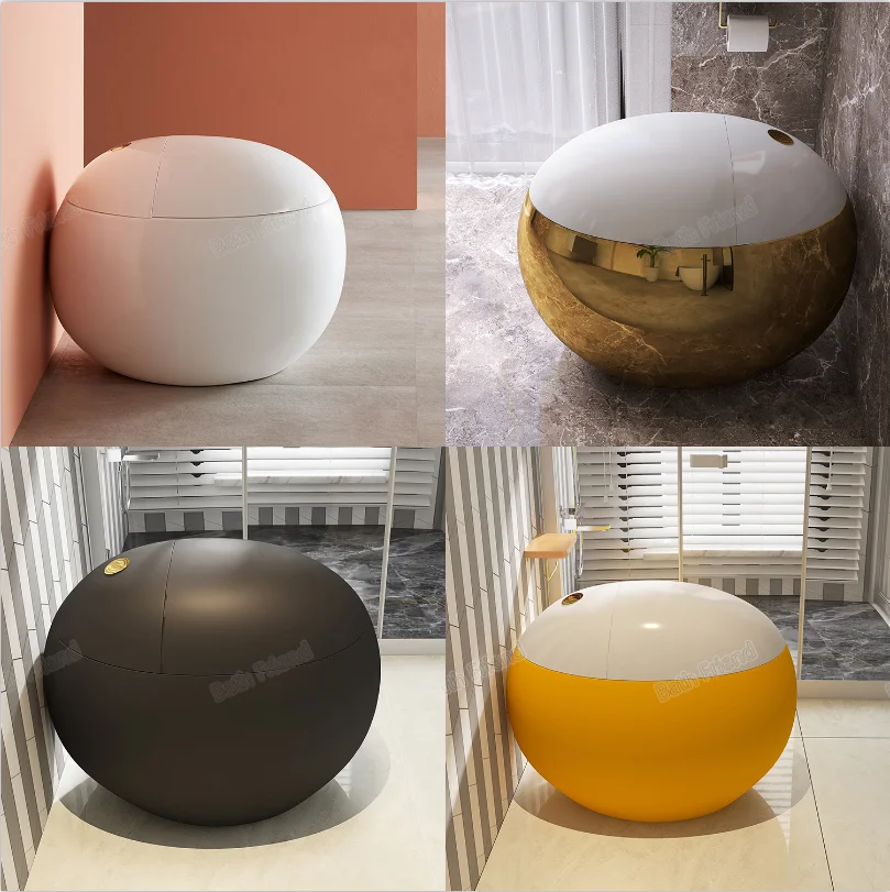 High-End Market Exclusive Design Egg Shaped Toilets Multi Colors Ceramic Siphon One Piece Toilet