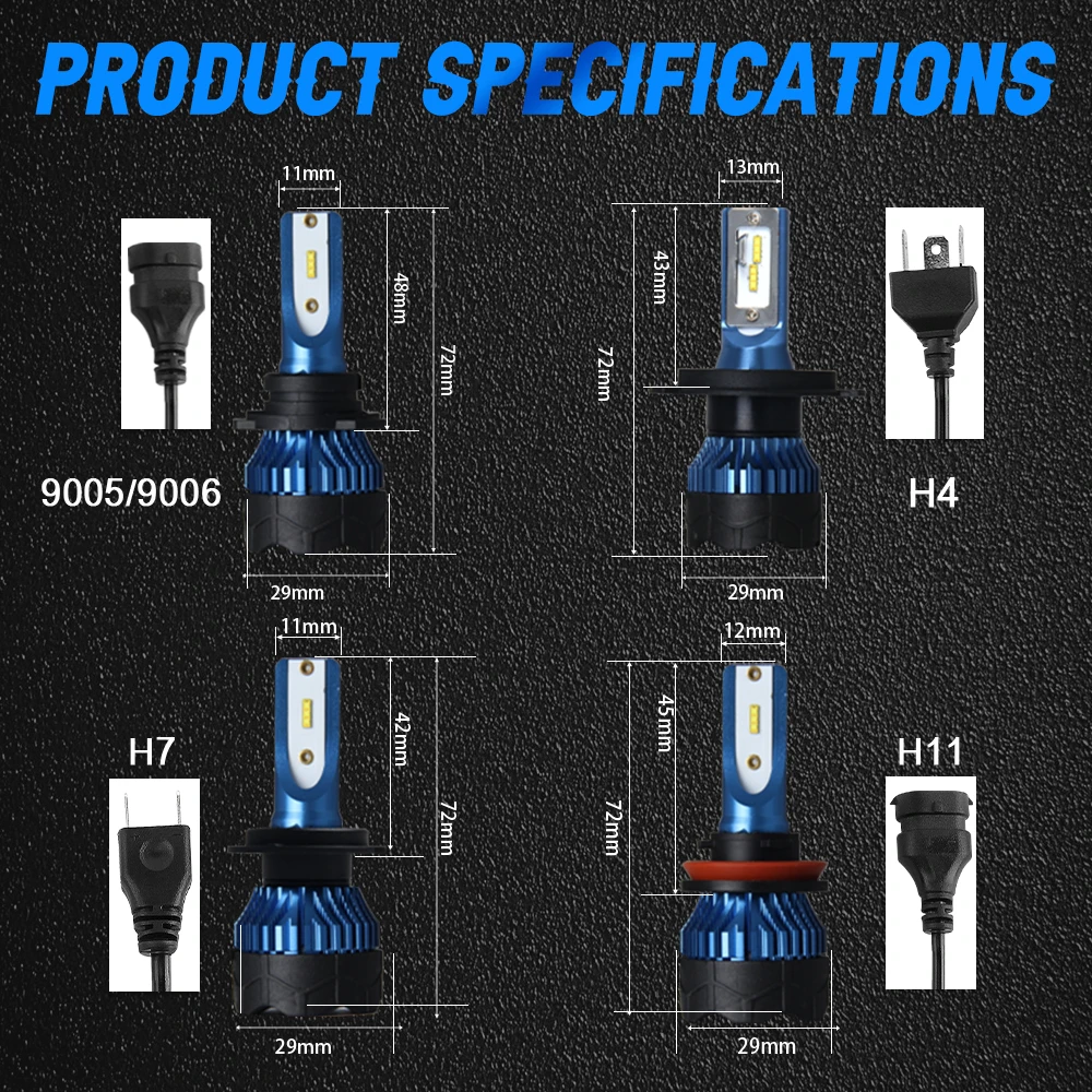 2020 Auto Faros led head light Bulbs F6 High Lumen 12000LM Fan H1 9005 9006 H11 H7 H4 F6 Car Led Headlights