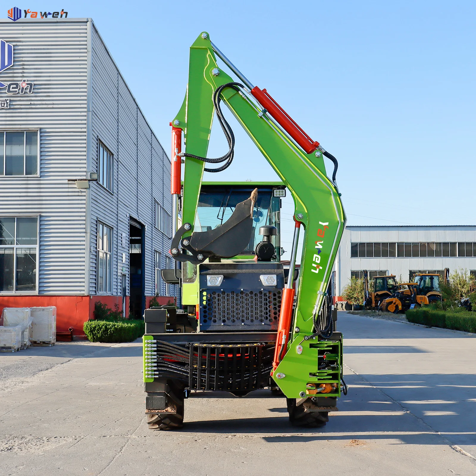 Yaweh chinese retroexcavadora case 360 degree remote control 4wd tractor front wheel loader backhoe excavator loader 4x4