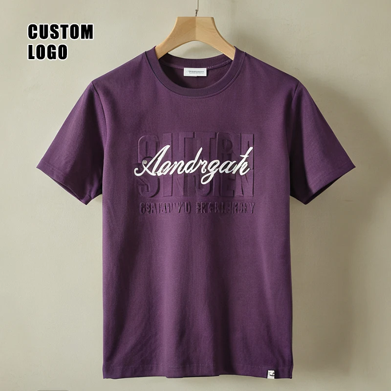 2024 New design custom 3d embossed t shirt custom logo high quality 100% Organic cotton oversized tshirt for men