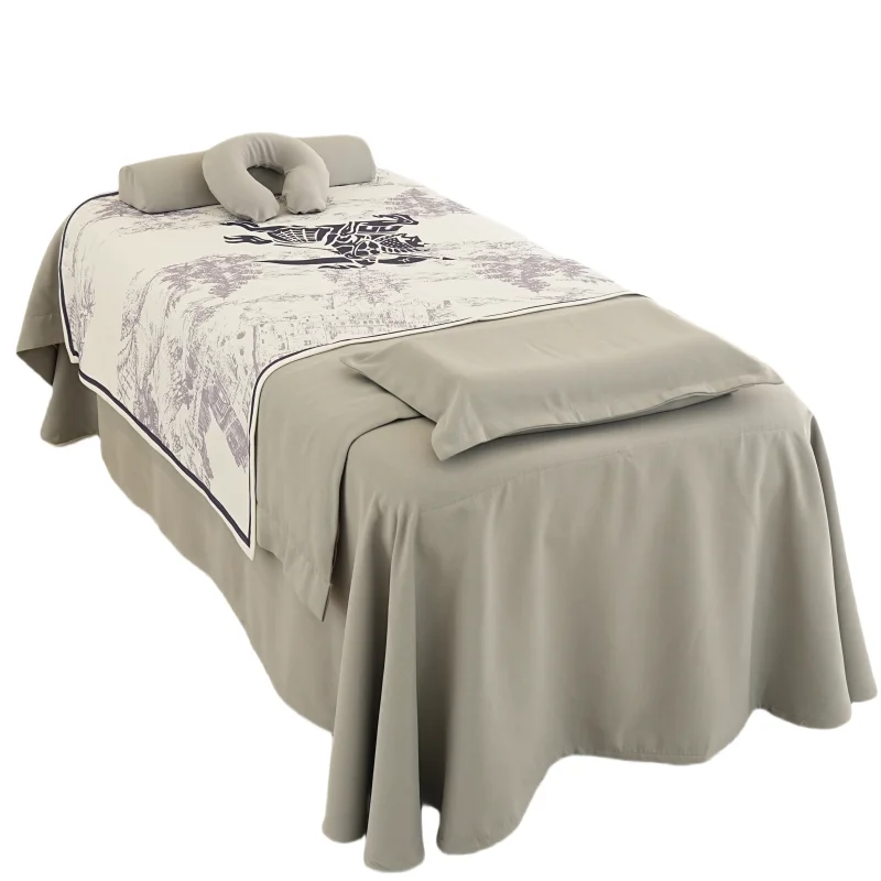 Top quality gray Premium Microfiber Massage Table Sheet Set Premium Spa Bed Cover with customized logo