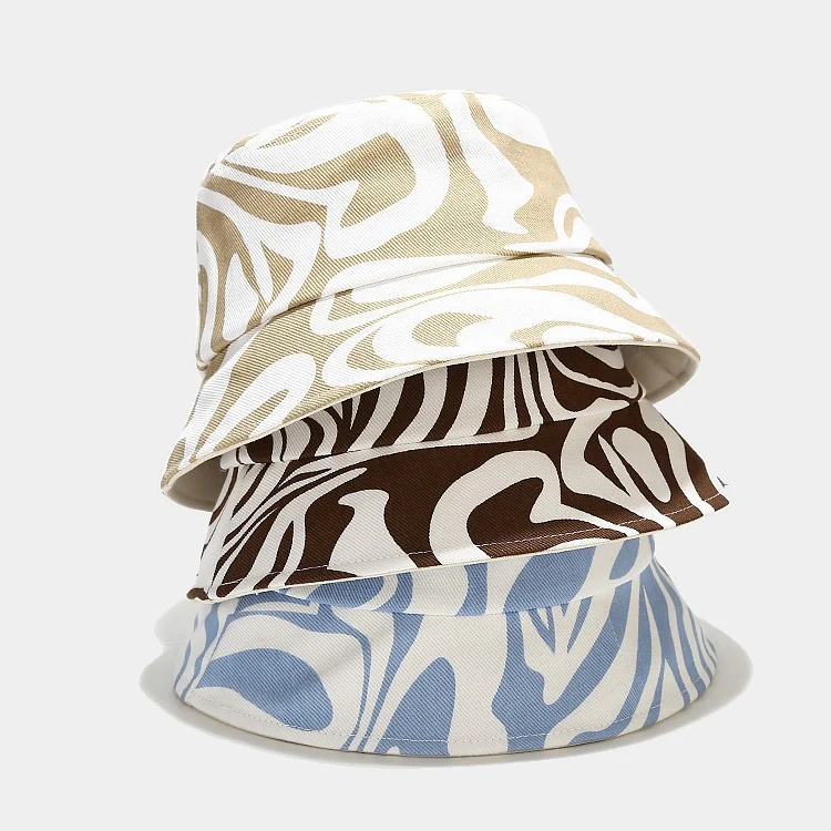 Female Zebra Pattern Retro Fishermen Bucket Hats New Fashion Light Color Print Trendy Zebra Bucket Hat