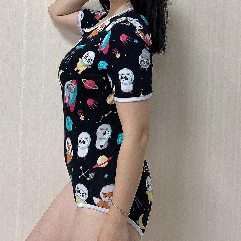 2022 Wholesale Valentines Day ABDL Onesie For Women Space Pattern Pajamas