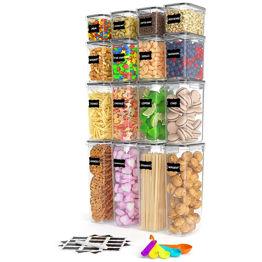 16pcs/set Kitchen Storage Container Box Grain Barrel With Lid Storage Container Dry Grain Storage Container Box