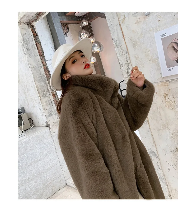 2024 cheap winter warm new fashion faux fur mink fur coat Mink fur coat female whole mink over the knee long clip cotton