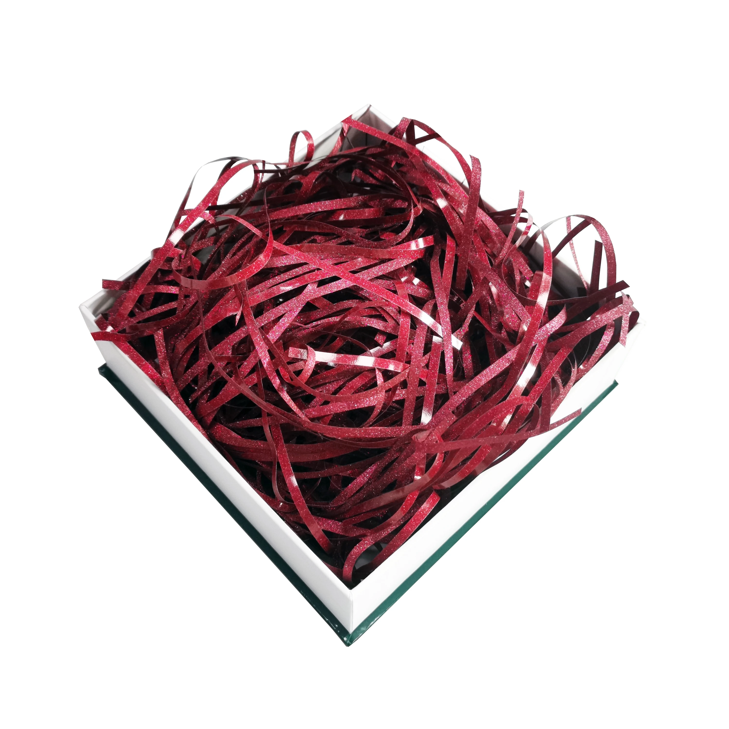 DIY Lafite Red Crinkle Cut Paper Grass Colorful Glitter Shredded Paper Shred Filler for Packing