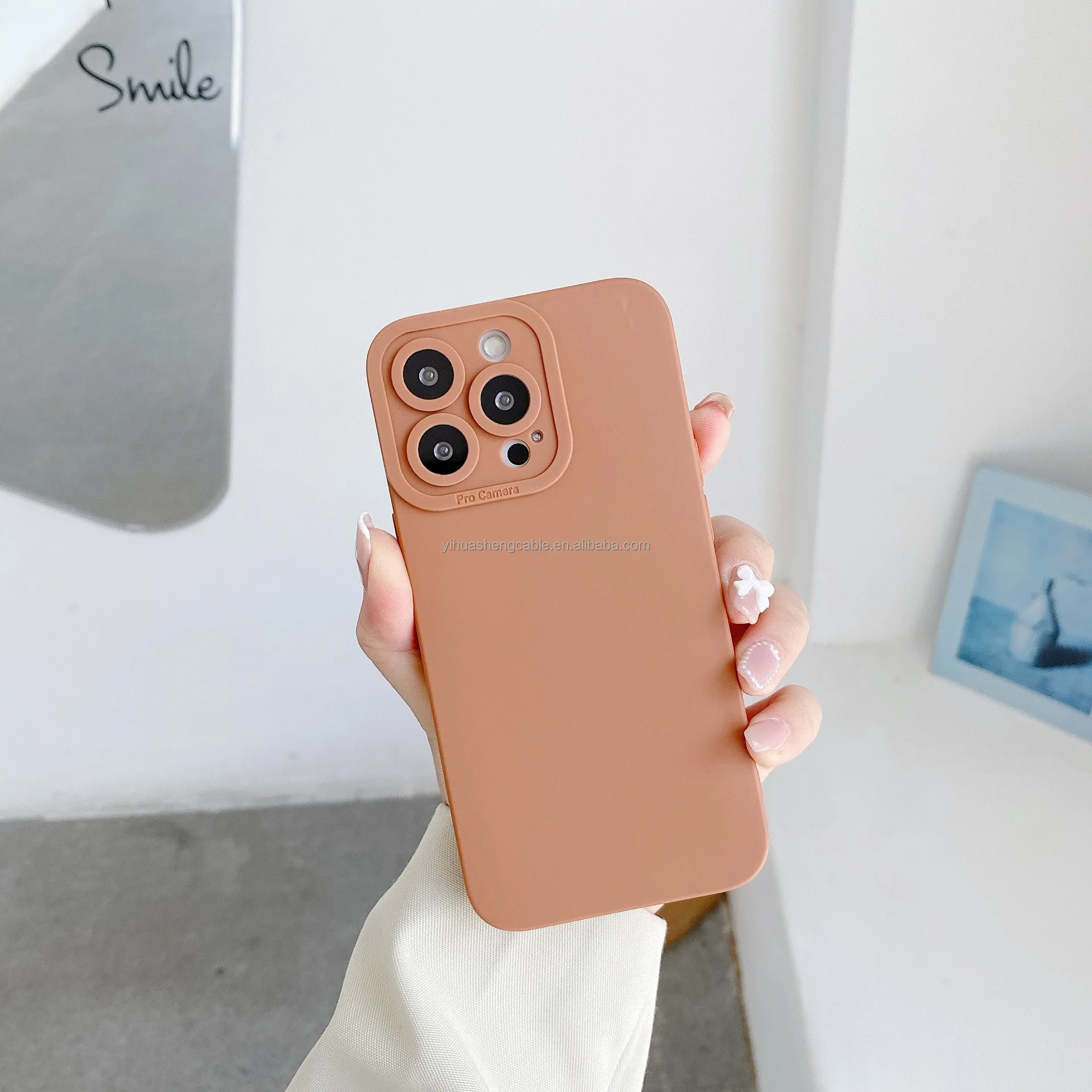 Straight edge angel eye fine hole mobile phone case protective cover frosted silicone TPU solid color soft case