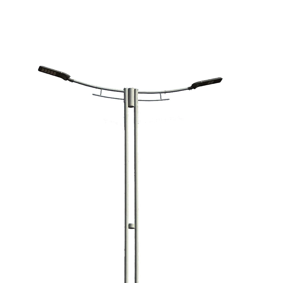 HDG Octagonal Single Arm And Double Arm Street Lighting Lamp Pole With LED Light