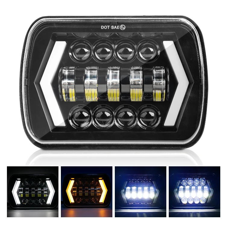 High Low Beam 7x5 7x6 jeeps Led Headlights for truck offroad with arrow halo amber turn signal DRL 7 inch led headlight
