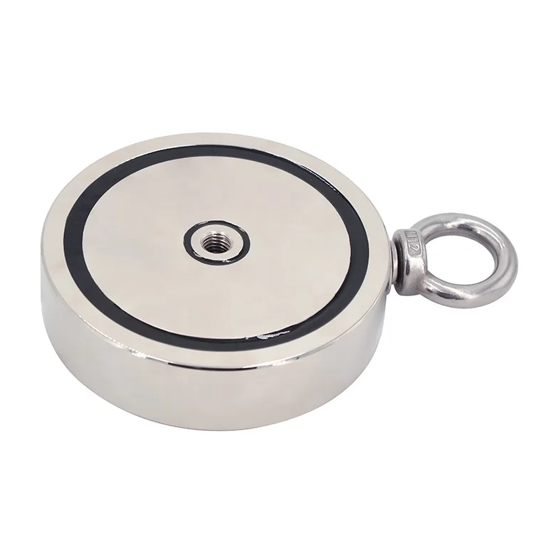 Super Strong Double Side Ring Round Neodymium Eyebolt Salvage Fishing Magnet 600KG 1322LBS D136mm Ndfeb Magnet Industrial Magnet