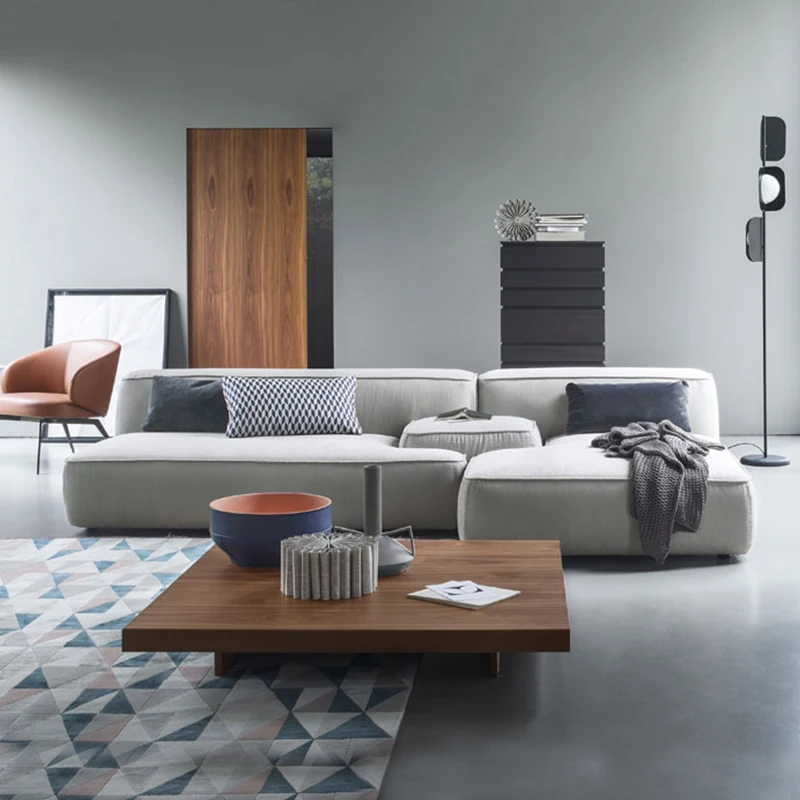 Italian Leather Sofa Sectional for Family Room Modular Reclining Corner with Inflatable Features Elegant Living Room Furniture