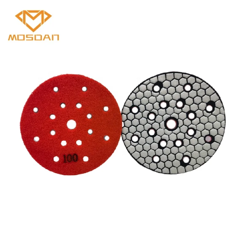 6 Inch 150mm  Holes  Diamond Dry Resin Polishing Pads for Granite Marble Limestone