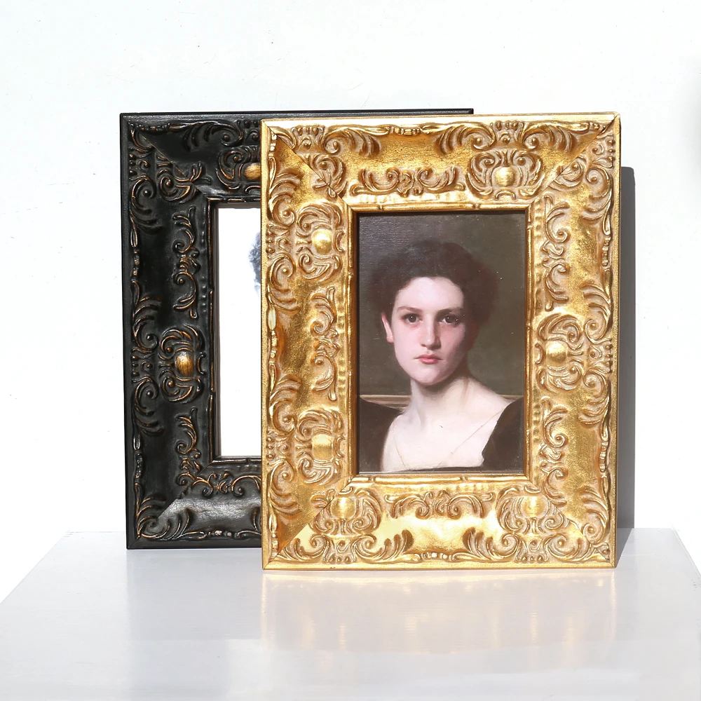 European Luxury Baroque Style Gold Craved Leaf Wooden Photo Frames Wholesale Picture Frame