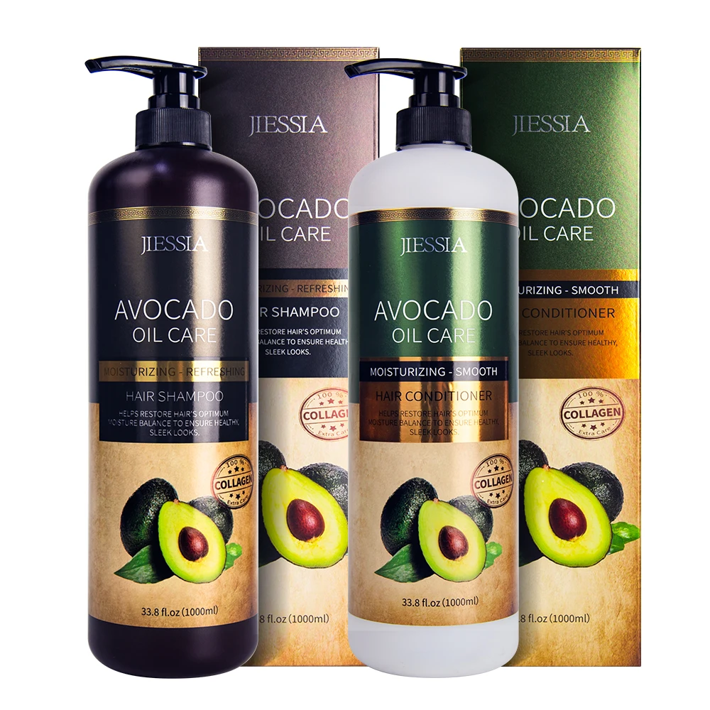 customized hair care treatments set collagen organic repairing damage avocado hair shampoo and conditioner for curly dry hair