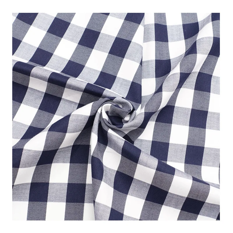 Wholesale Cotton Nylon Blend yarn dyed plaid Garment Material Classic Check Shirt Fabric