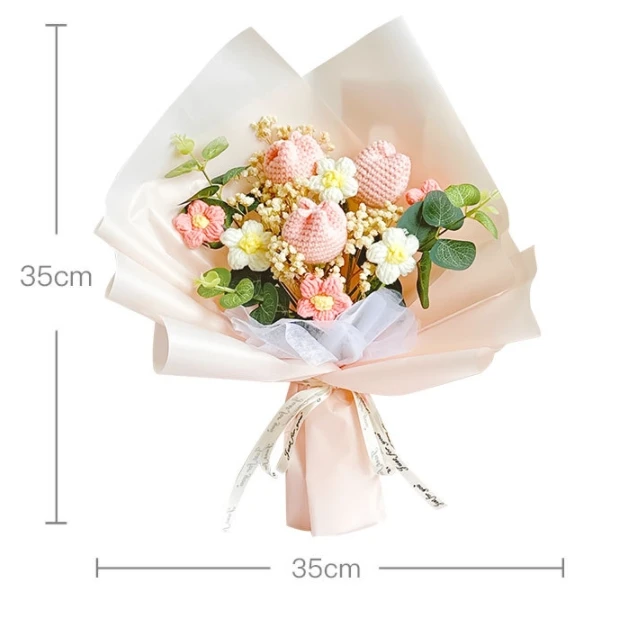 Handmade Yarn Tulip & Rose Bouquet Durable Art Style for Girls Women for Home Decoration Use a GiftWorthy Addition
