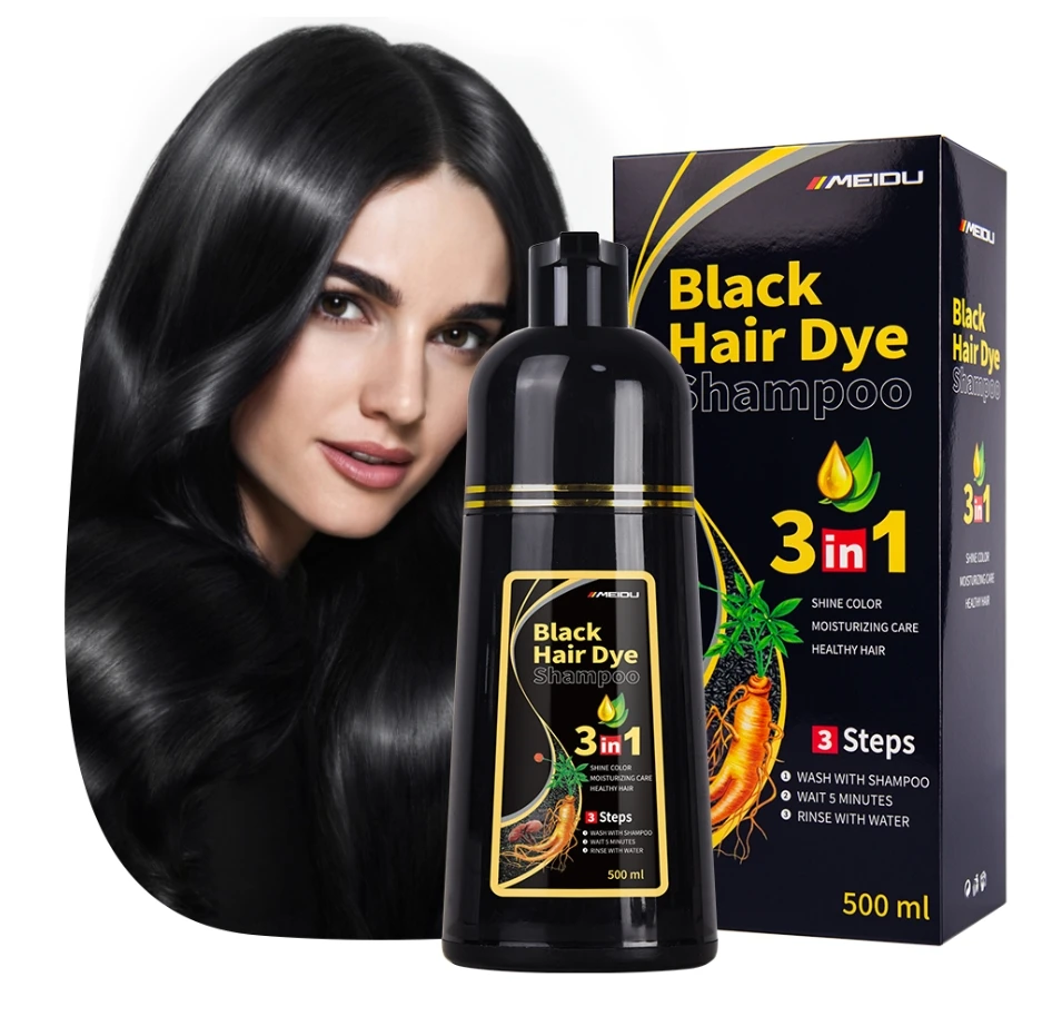wholesale private label 3 in 1 herbal natural dye color hair blackening shampoo