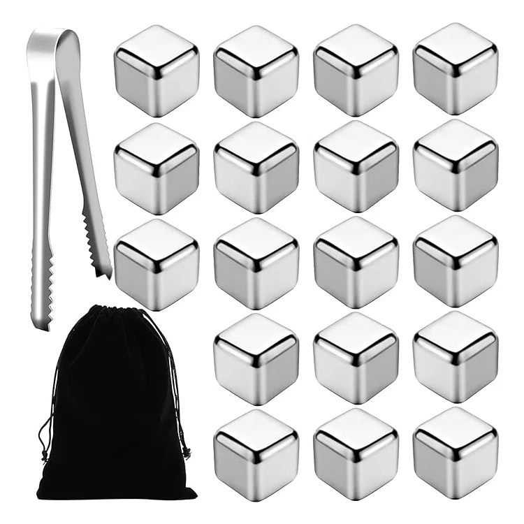 Bar Barware Cooling Ice Grains Reusable Ice Cubes Metal 304 Stainless Steel Bullet Ice Cube Set for Wine whiskey