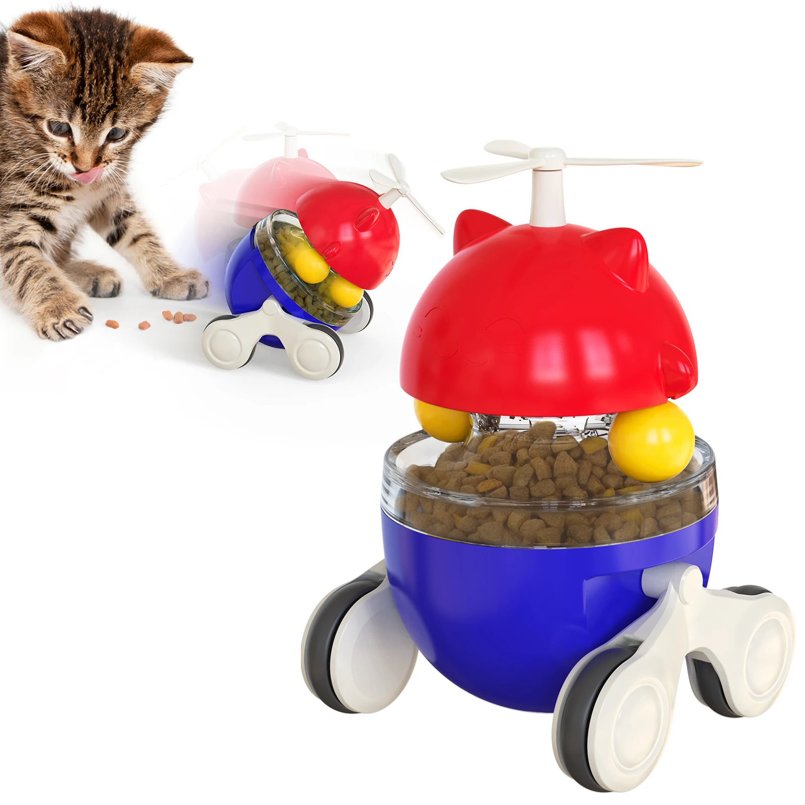 Manually Tumbler Spilling Ball Cat Feeding Toy Whirlwind Fortune Cat Slow Feeding Interactive Cat Toy