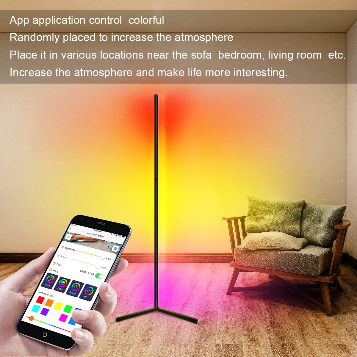 Colorful Bedroom lamp Atmosphere Lighting Club Home indoor Decor Corner Standing Lamp Nordic LED Floor Lamp Corner Floor Light
