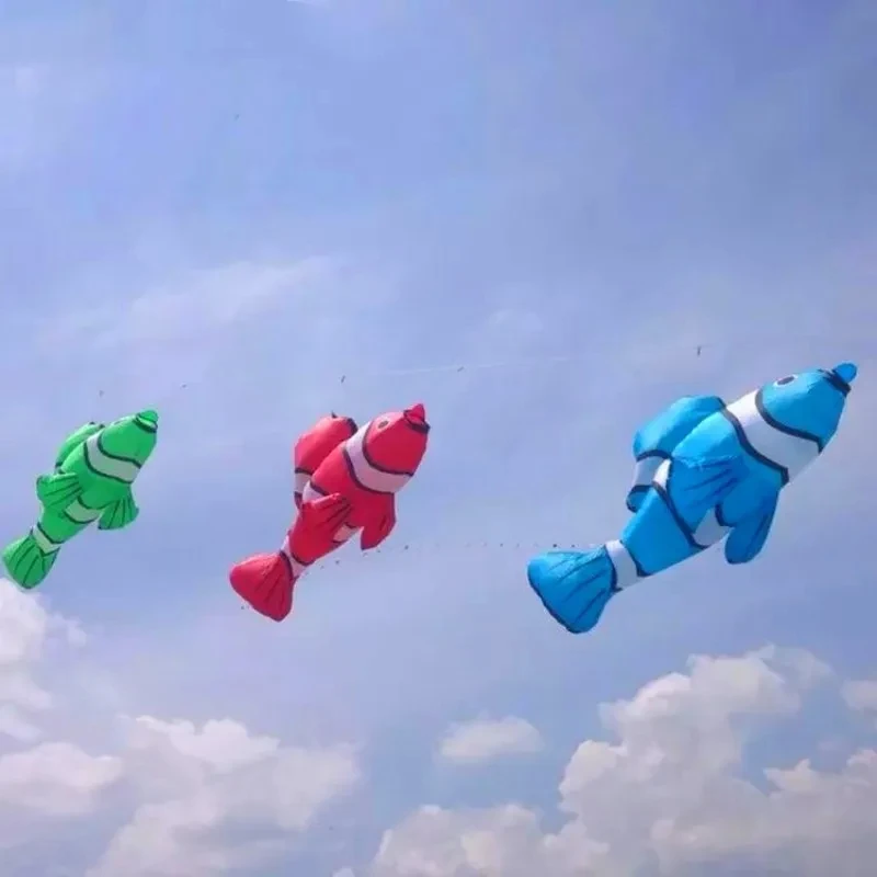 3D Colorful Clown Fish Inflatable Soft Kite Pendant Accessories Nylon Kite Outdoor Sports Toy Kite