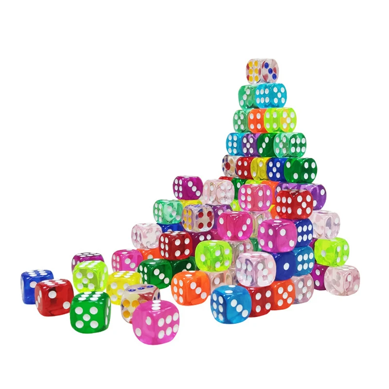 14mm 6-sided Transparent Number Dice Cube Acrylic DND TRPG Board Game Dice Home Gambling Game Accessories Support Customization