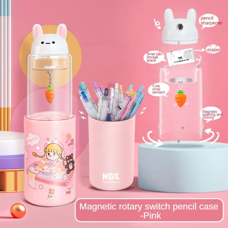 NBX Оптовая Продажа kawaii прозрачные многофункциональные магнитные акриловые держатели для ручек для стола для девочек пластиковый пенал