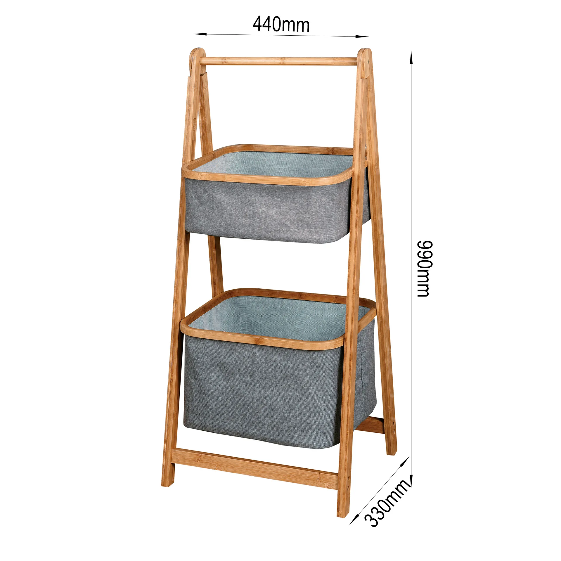 Natural Bamboo 3 Tier Compartments Home Basket Laundry Hamper With Removable Design