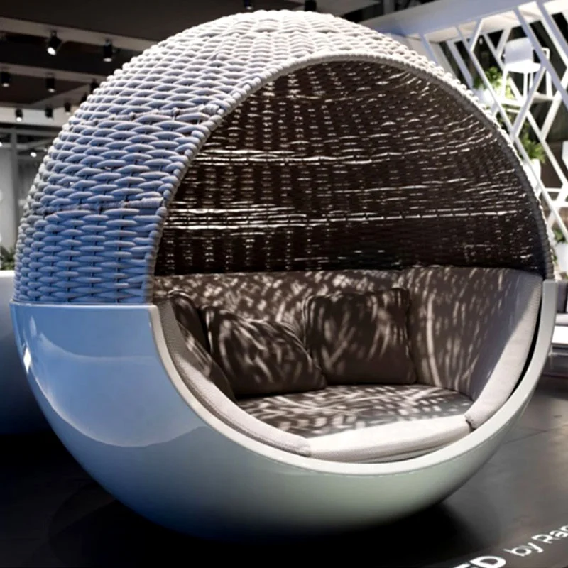 Hot Sell Egg Shapes Modern Chair Lounge Patio Beach Lounge Furniture With Rattan Covered