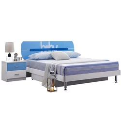 Оптовая цена, блестящий лаковый дизайн, детская кровать, синий комплект мебели для спальни для детей