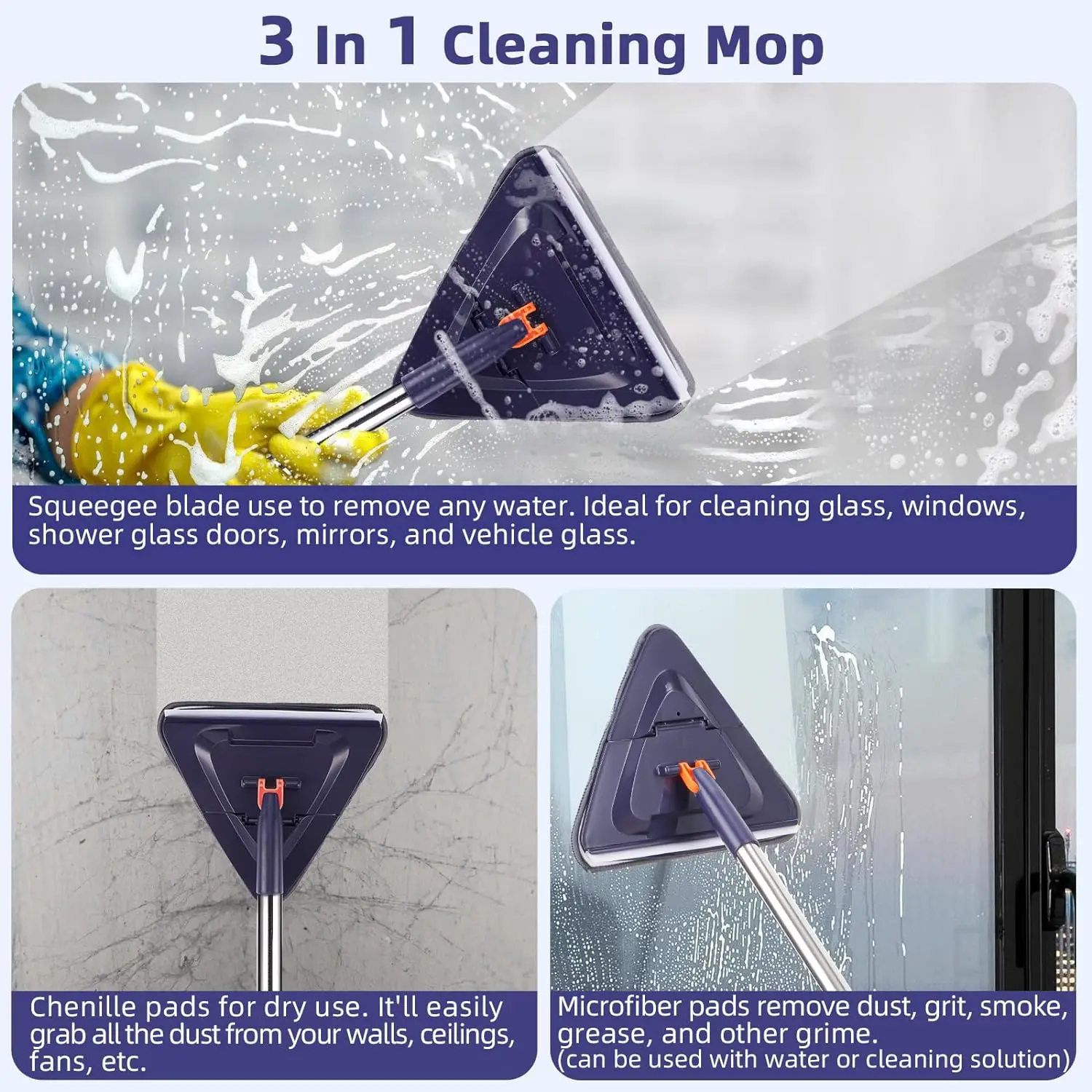 CARCATICZ Wall Mop Cleaner with Long Handle Cleaning Tool for Cleaning Walls Baseboard Ceiling Window Floor