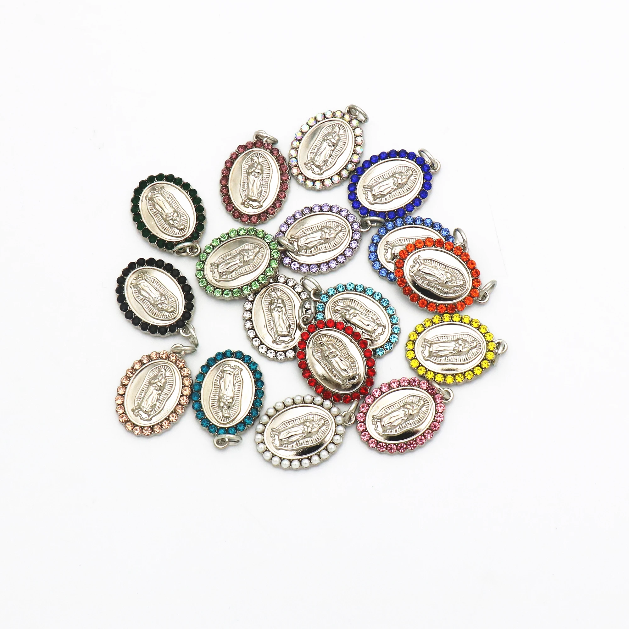 Silver Metal Pendant Jewelry Diamond Necklace Virgin Mary Color Pendant Necklace Jewelry Sets For Women