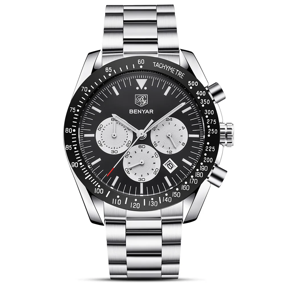 Hot Custom Wholesale Oem Men Luxury Luminous Waterproof Chronograph BENYAR 5120 Waterproof Wrist Quartz Watch For Men