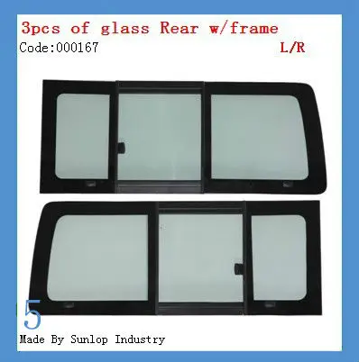 Запасное стекло 000167 для бокового стекла hiace боковое 3 шт. заднее с рамкой