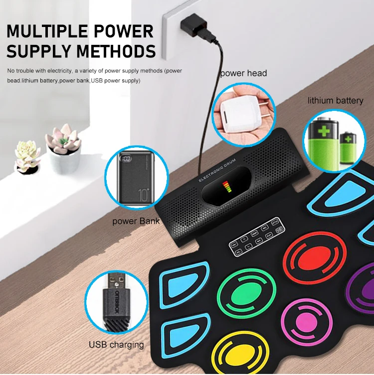 High Quality Roll Up Drum Electronic Drum Made In China Built In Battery And Speaker