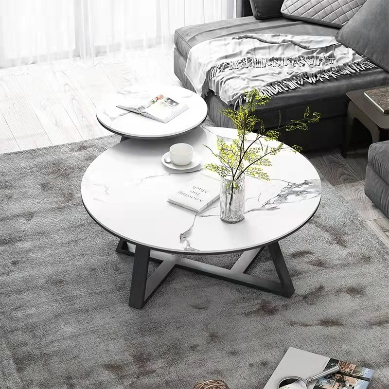 Modern Gold Luxury Glass Round Top Side Coffee Center glass Tea Table Minimalist White Metal Painting OEM Customized Great Room