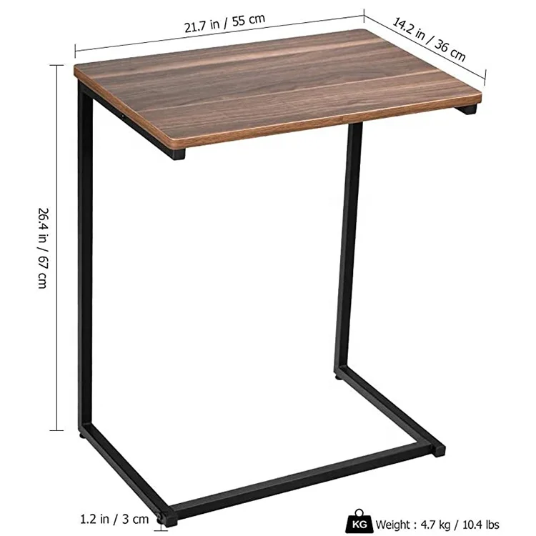 Modern Multi-Functional Furniture Small Computer Table Living Room Sofa Side Table Steel Wood C Shape Coffee Table Design