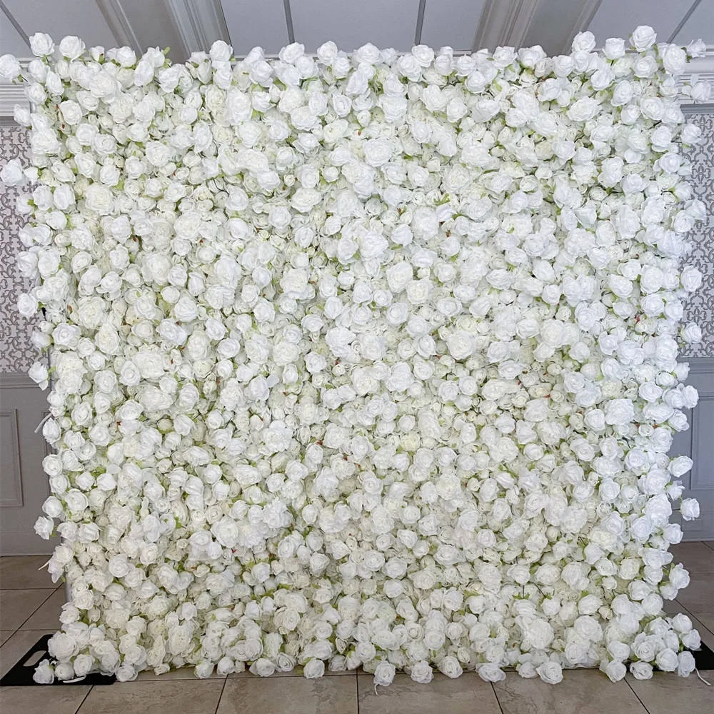 Beauty flower wall art artificial white red 3d rose flower walls backdrop for wedding and event