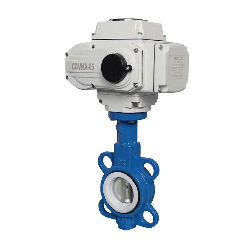 COVNA 6 Inch DN150 CF8M Stainless Steel Wafer Type Double Flange Electric Actuator EPDM Seat Motorized Butterfly Valve