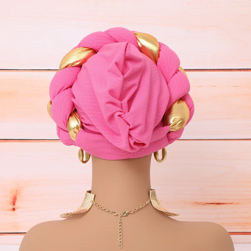 European American cross-border new style twist gold braid ladies fashionable elegant headscarf hat