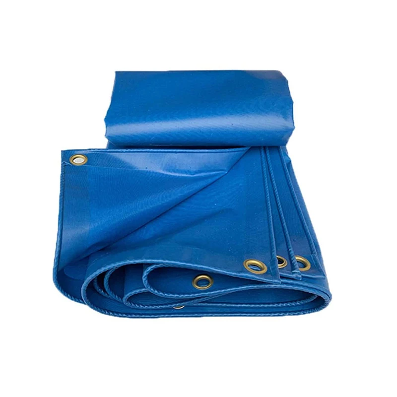 Blue Soft and Easy to Fold Heavy Duty Waterproof PVC Tarp Ground Canvas Sheet Cover with Eyelets 14 Sizes