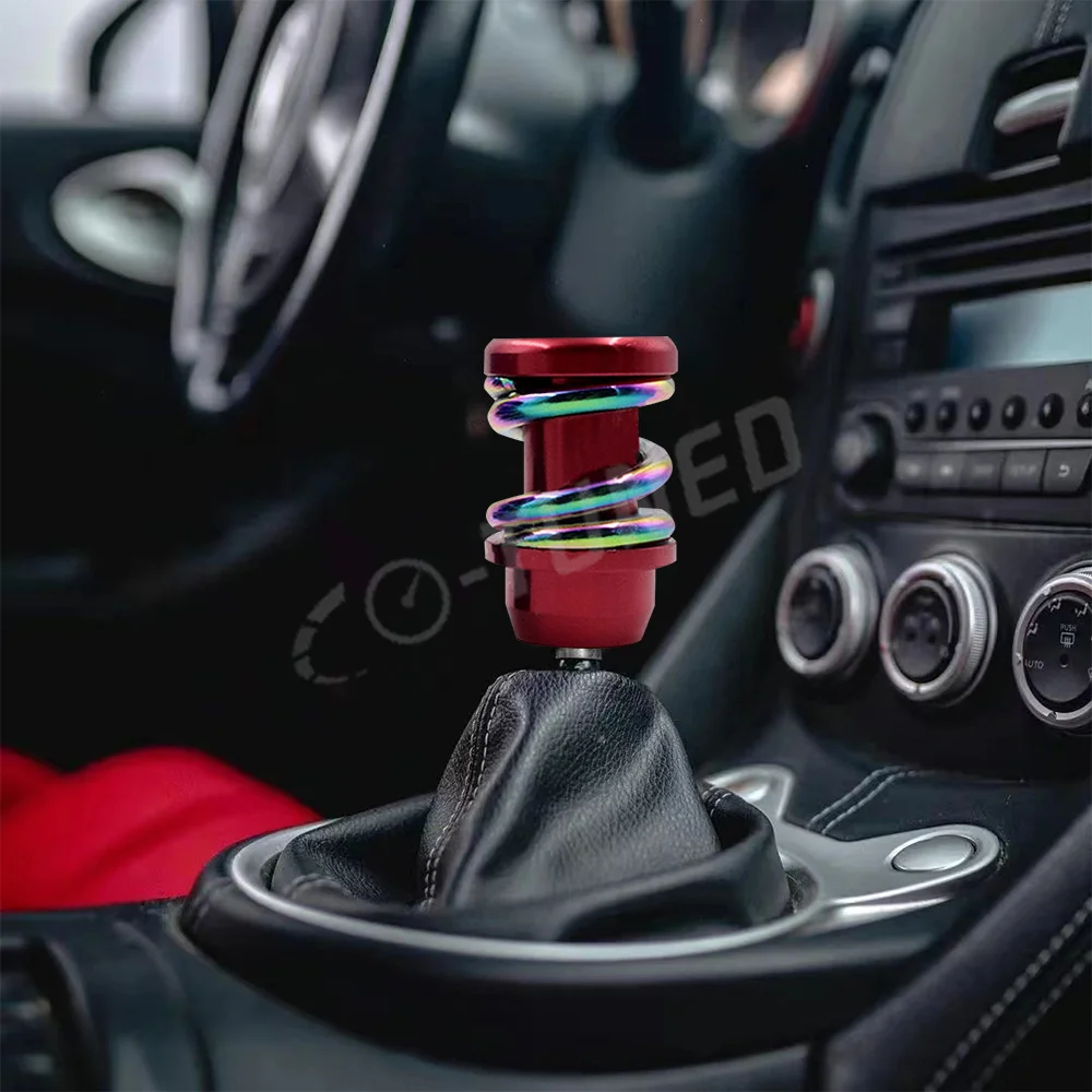 JDM Neo Chrome Spring Shift Knob With MOM* Logo Gear Knob Metal Shifter Lever Head Universal For Honda Toyota Subaru Mitsubishi