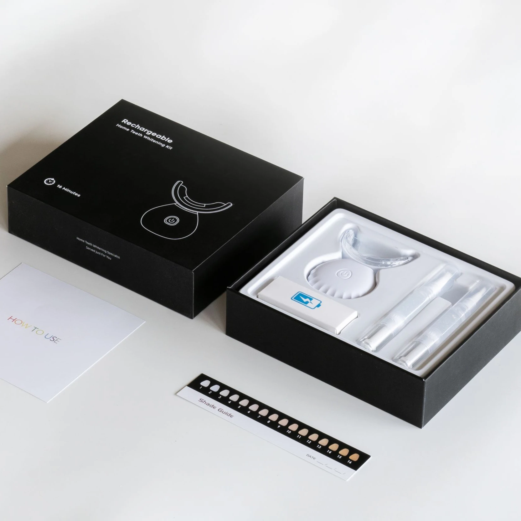 Custom Packaging White Teeth Whitening Kit Private Logo Mini Led Light Teeth Whitening Kit