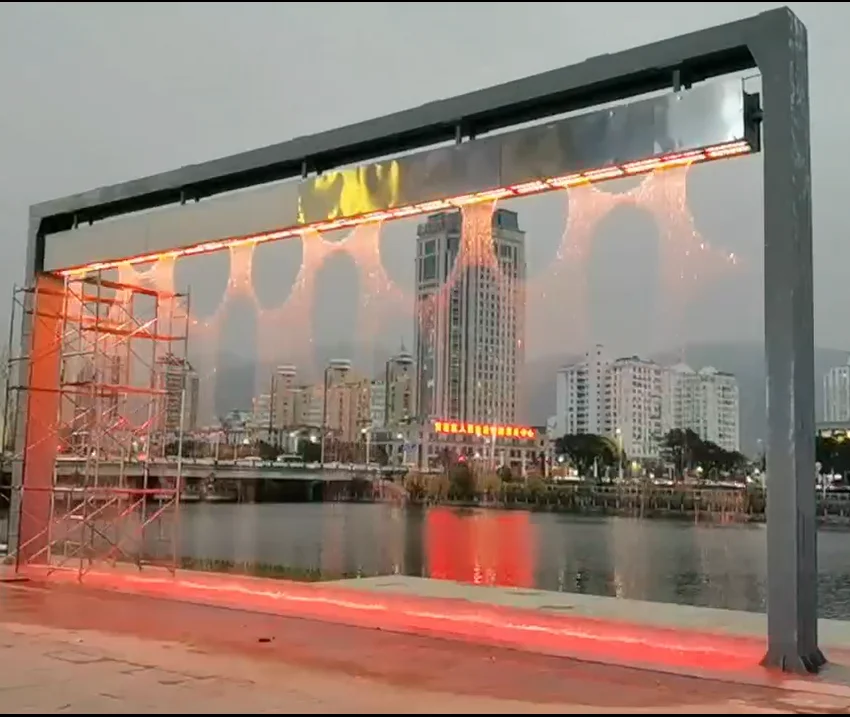 Indoor Outdoor Colorful Pool Wall Waterfall Curtains Digital Water Curtain Water Features For Park Decoration