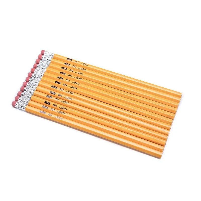 144pcs custom Wooden hb yellow hexagon pencils